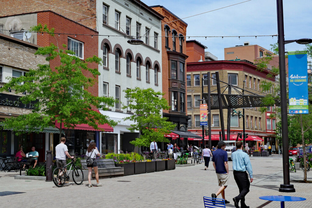 street scene in Ithaca new york